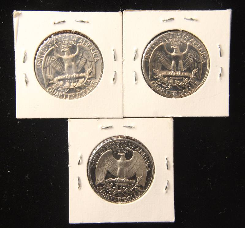 3 PROOF WASHINGTON QUARTERS 1972S, 1973S & 1978S