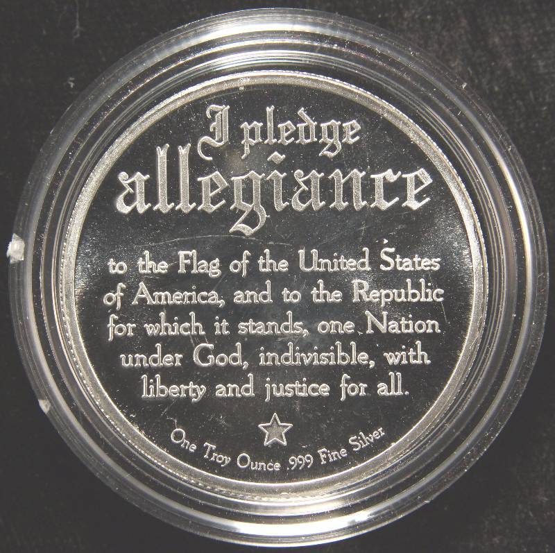 1 TROY OZ. .999 FINE SILVER PLEDGE OF ALLEGIANCE IN AIRTITE