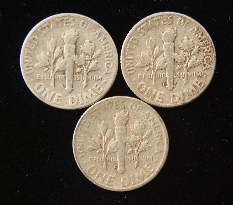 1946-D, 1949-D & 1950-S ROOSEVELT SILVER DIMES