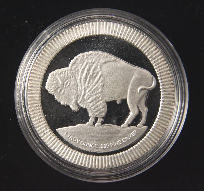 1 TROY OZ. .999 FINE SILVER INDIAN BUFFALO ROUND IN AIRTITE