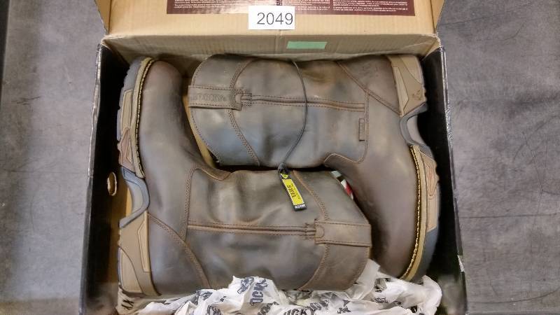 Rocky Mens Aztec Waterproof Pull-On Steel Toe Work Boots - Brown Leather - Size 10 WIDE