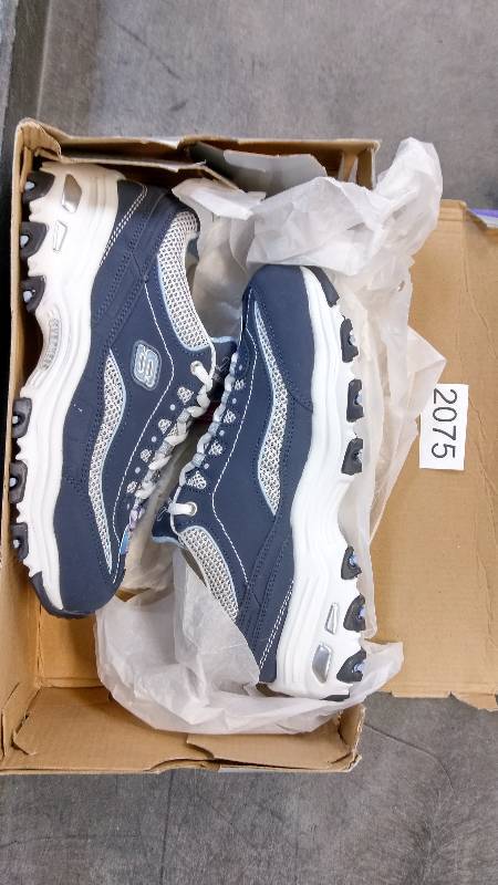 Skechers Womens DLites Lifesaver Walking Shoes - Navy  White - Size 6 WIDE