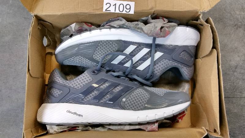 adidas Mens Duramo 8 Running Shoes - Gray  White - Size 10.5