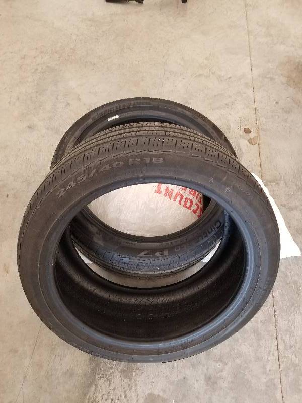 lot 61 image: Pair - Firelli  Low Profile Tires, 24540 R18, Good Tread