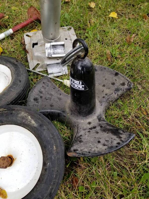 lot 93 image: Lot - Boat Anchor, Seat Base, Earth Anchors