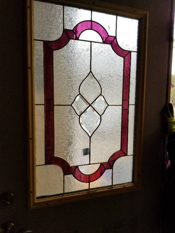 lot 117 image: Exterior Door with Leaded Glass Window, 80x36