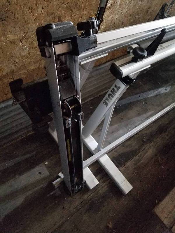 lot 125 image: THULE Ladder Rack System with Optional Ladder Rotation, came off full-size pickup - see video for demonstration of item