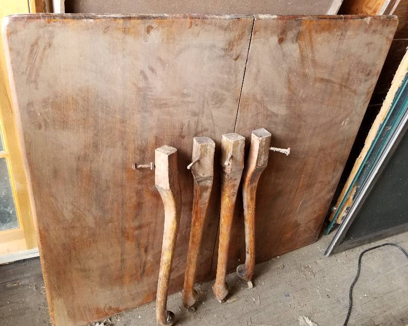 lot 128 image: Vintage Wood Dining Room Table