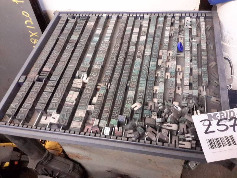 lot 257 image: Drawer full of Vintage typeset