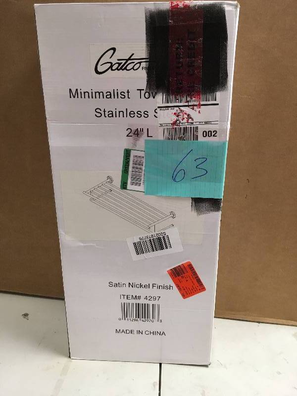 lot 63 image: Gatco - Latitude 2 Collection 24-in Towel Rack never used in box