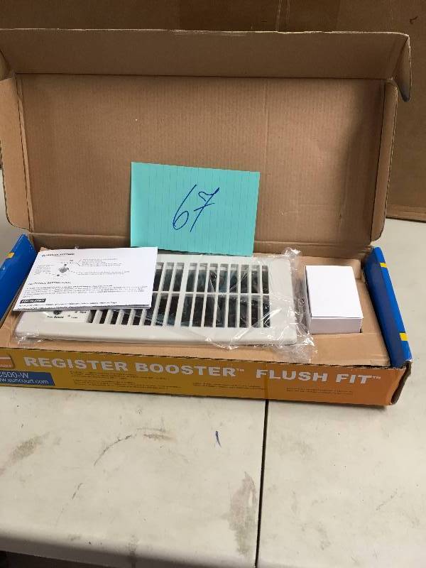 lot 67 image: Flush Fit Register Booster Fan in White never used in box