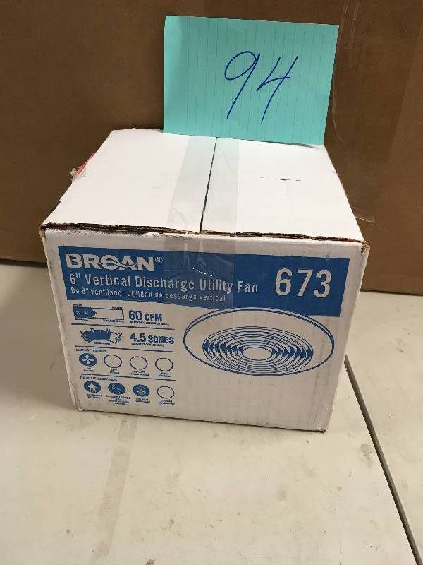 lot 94 image: 60 CFM White Ceiling Exhaust Fan never used in box