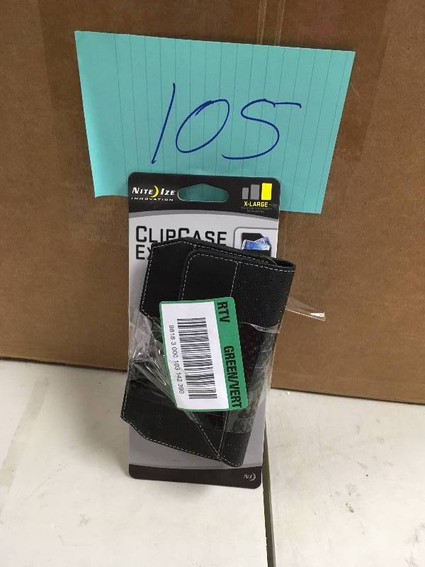 lot 105 image: Nite Ize Executive Extra Large Leather Holster Bag - Black in package