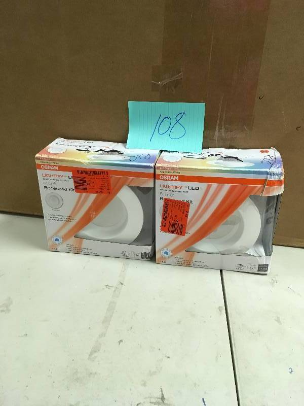 lot 108 image: OSRAM SYLVANIA Lightify 65W Equivalent Multi-Color and Tunable White RT5RT6 Dimmable Smart LED Recessed Light Bulb Kit total of 2