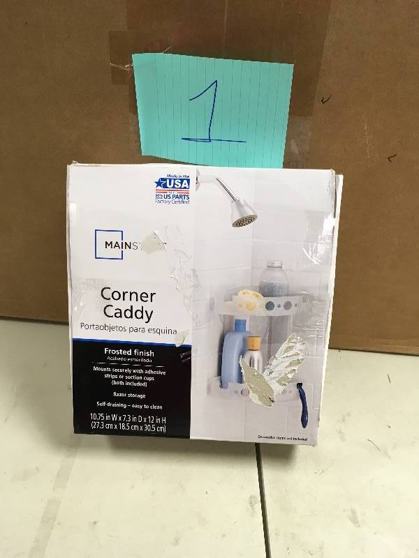 lot 1 image: Mainstay Corner Caddy Frosted Finish