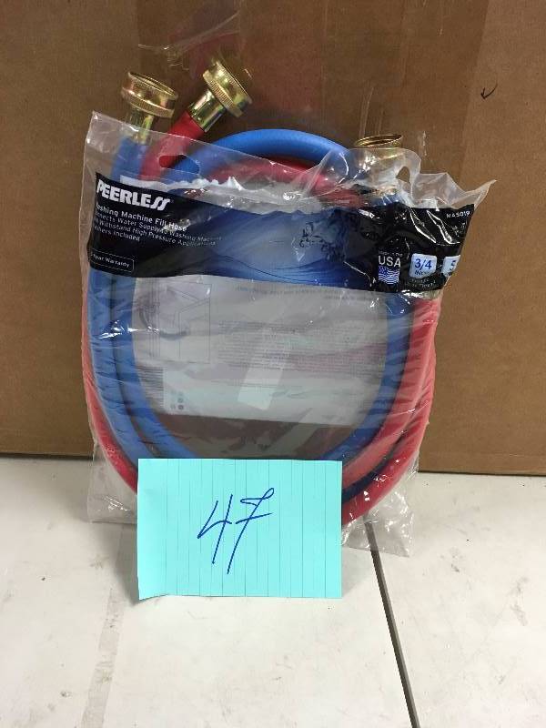 lot 47 image: Peerless Hot and Cold Washing Machine Hose, 2pc, Red