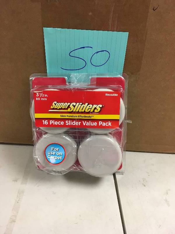 lot 50 image: Reusable Furniture Movers Value Pack for Heavy Furniture on Carpet (16 Pack) - 3-12 Round SuperSliders