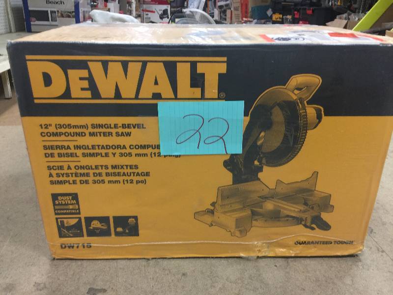 lot 22 image: DeWalt DW715 12 Compound Miter Saw not used
