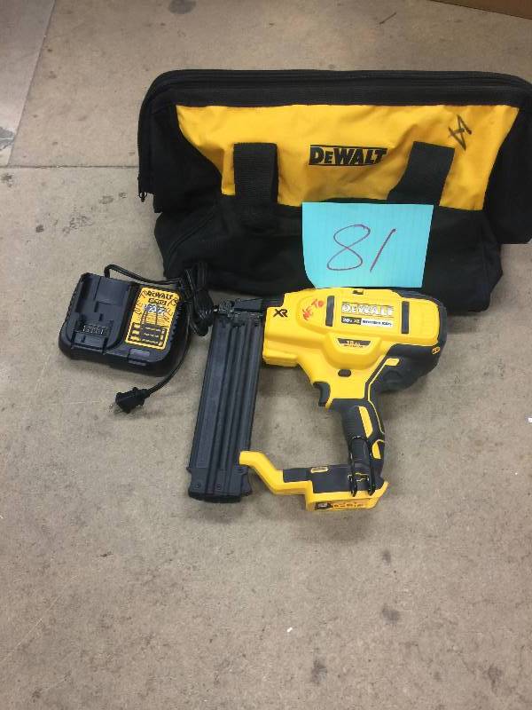 lot 81 image: Dewalt XR 20V  Brushless Brad Nailer used in working condition