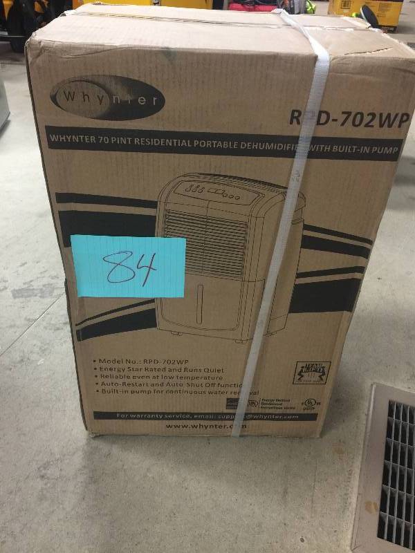 lot 84 image: Whynter 70-Pint Portable Dehumidifier with Pump new