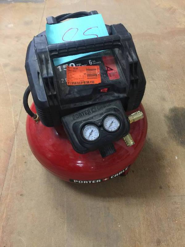 lot 85 image: Porter cable 6 gal air compressor used in good working condition