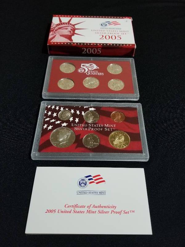 lot 3 image: 2005 US Mint SILVER Proof Set