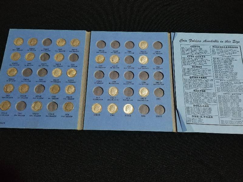 lot 8 image: 26 Roosevelt Dimes in Whitman Folder - All 90% SILVER, 1946-1964D