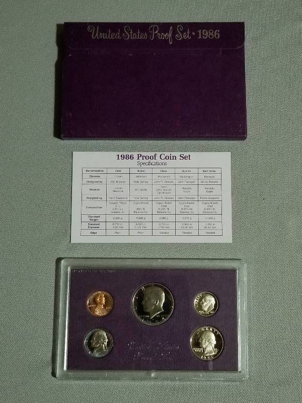 lot 31 image: 1986 US Mint Proof Set