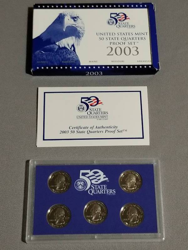 lot 52 image: 2003 US Mint State Quarter Proof Set