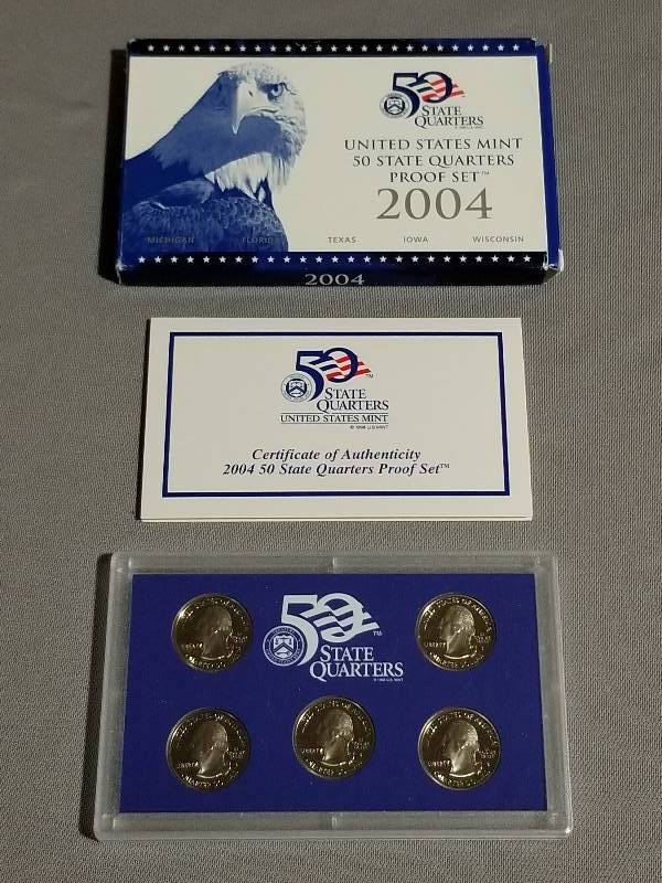 lot 53 image: 2004 US Mint State Quarter Proof Set