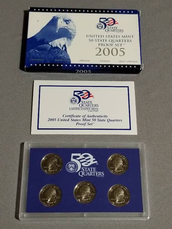lot 54 image: 2005 US Mint State Quarter Proof Set