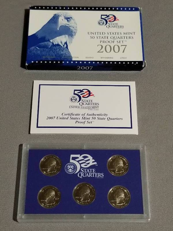 lot 55 image: 2007 US Mint State Quarter Proof Set