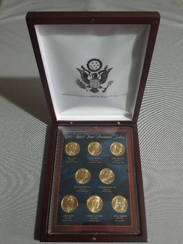 lot 57 image: 2007 US Presidential Dollars, P&D Mints in Display Case
