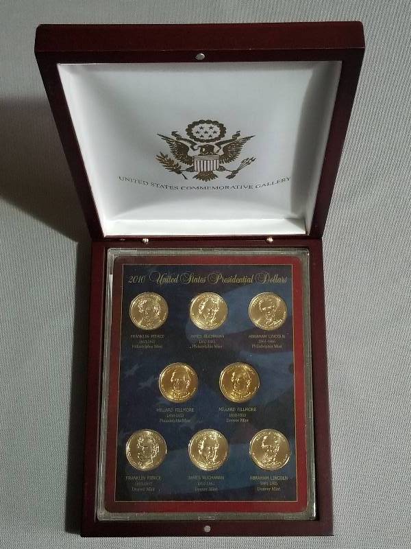 lot 60 image: 2010 US Presidential Dollars, P&D Mints in Display Case