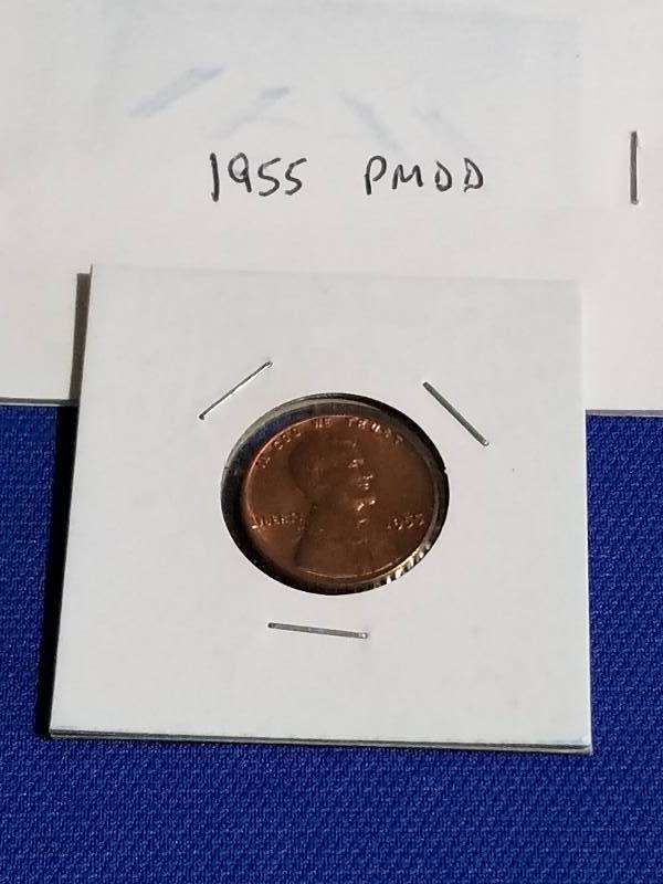 lot 65 image: 1955 Double Die Lincoln Penny, Double Strike on 55 - Extra Fine