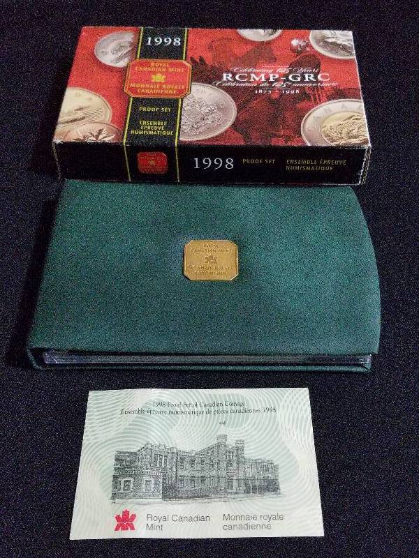 lot 72 image: 1998 125th Anniversary Royal Canadian Mint Proof Set, Gorgeous Set wToning on Nickel & Half Dollar Pieces, 56.955g of Sterling Silver, COA
