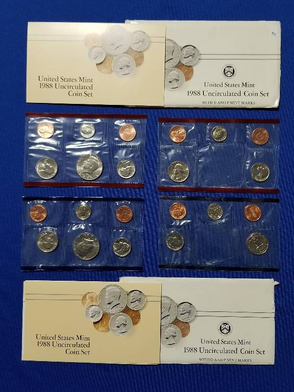 lot 96 image: 1988 US Mint Uncirculated Coin Set, 1 Set Missing Coins