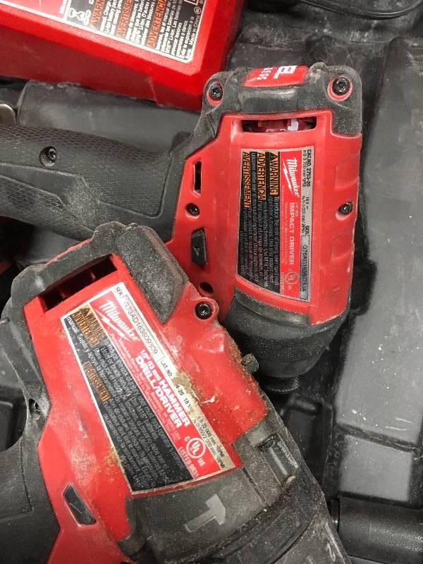 Milwaukee M18 FUEL 18-Volt Lithium-Ion Cordless Brushless Hammer DrillImpact Driver Combo Kit used in good condition
