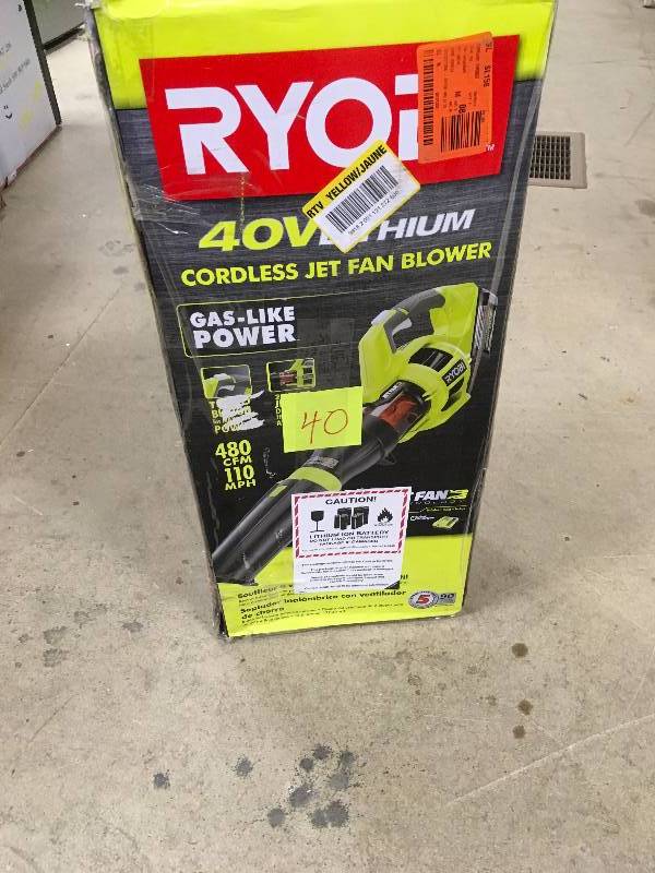 Ryobi 40V Cordless Jet Fan Blower 1 battery and charger included used in like new condition