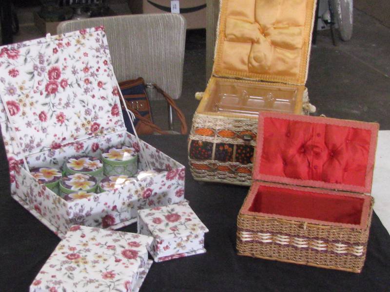 lot 94 image: Candle Set wJewelry Boxes