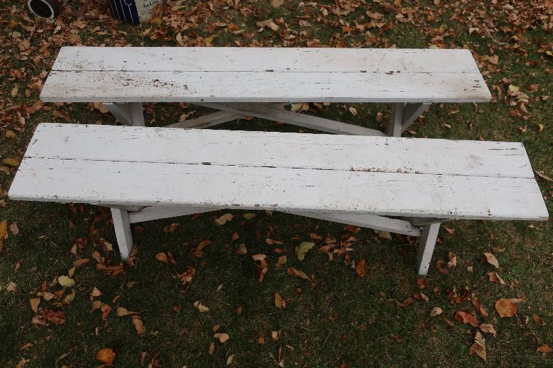 TWO WOODEN BENCHES