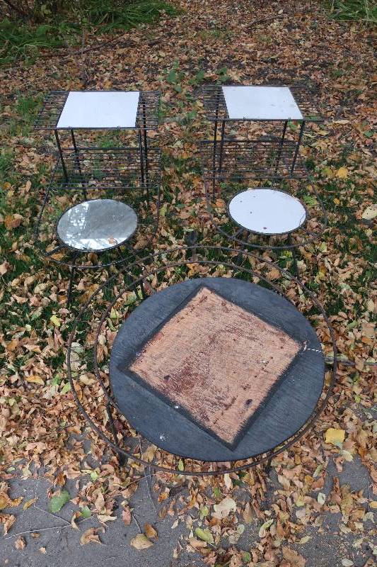 3 METAL PATIO TABLES, PROJECT PIECES