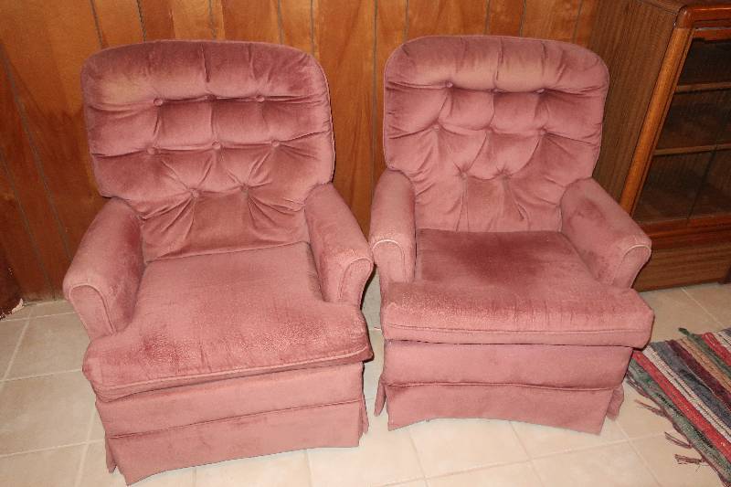 PAIR OF PINK ROCKING CHAIRS