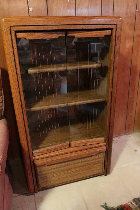 MEDIA CABINET WITH GLASS DOORS