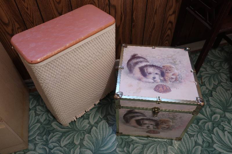 LAUNDRY HAMPER AND WOOD BOX