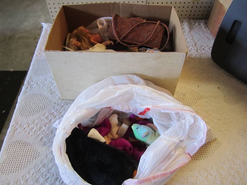lot 209 image: Box Full of Dolls, Doll Stands and ...