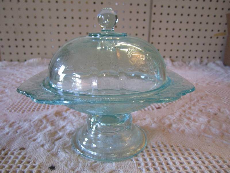 lot 272 image: Green Tint Glass Pedestal Dish with...
