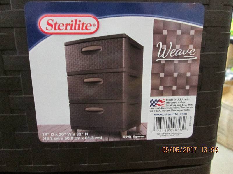 lot 306 image: Sterilite 3 weaved drawer storage u...