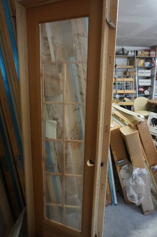 lot 37 image: Full Glass Wood InteriorExterior Door With Wood Grille