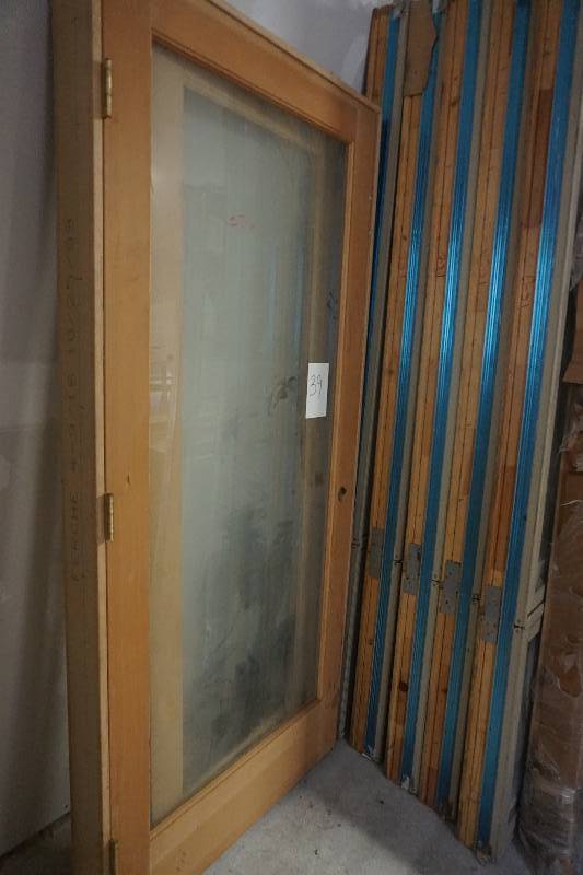 lot 39 image: Full Glass Wood InteriorExterior Door With FrameJamb